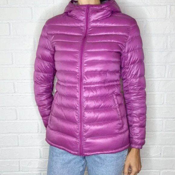Uniqlo magenta packable down hooded jacket - Small - Picture 1 of 7